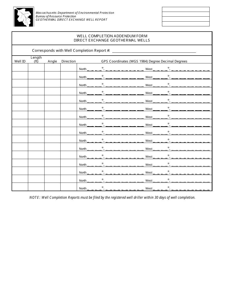 Geothermal Closed-Loop Well Report Form - Massachusetts, Page 3