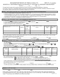 Document preview: Form DPH-FL-C Massachusetts Department of Public Health Monthly Distribution System Split Testing Fluoridation Report - Massachusetts