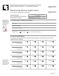 Document preview: Monitoring Waiver Application Form - Massachusetts, 2019