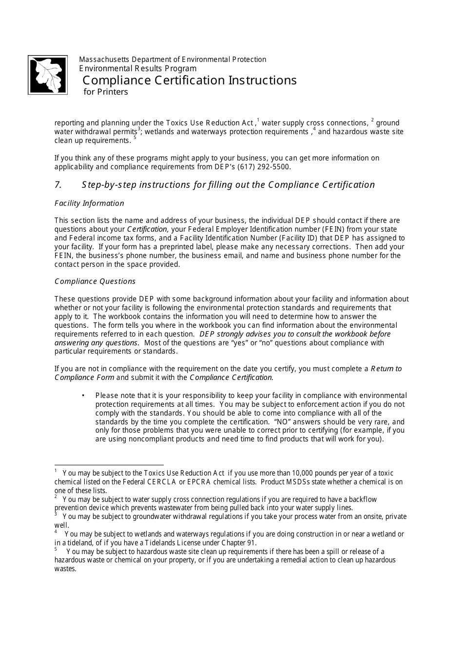 Instructions for Printer Compliance Certification - Massachusetts, Page 3