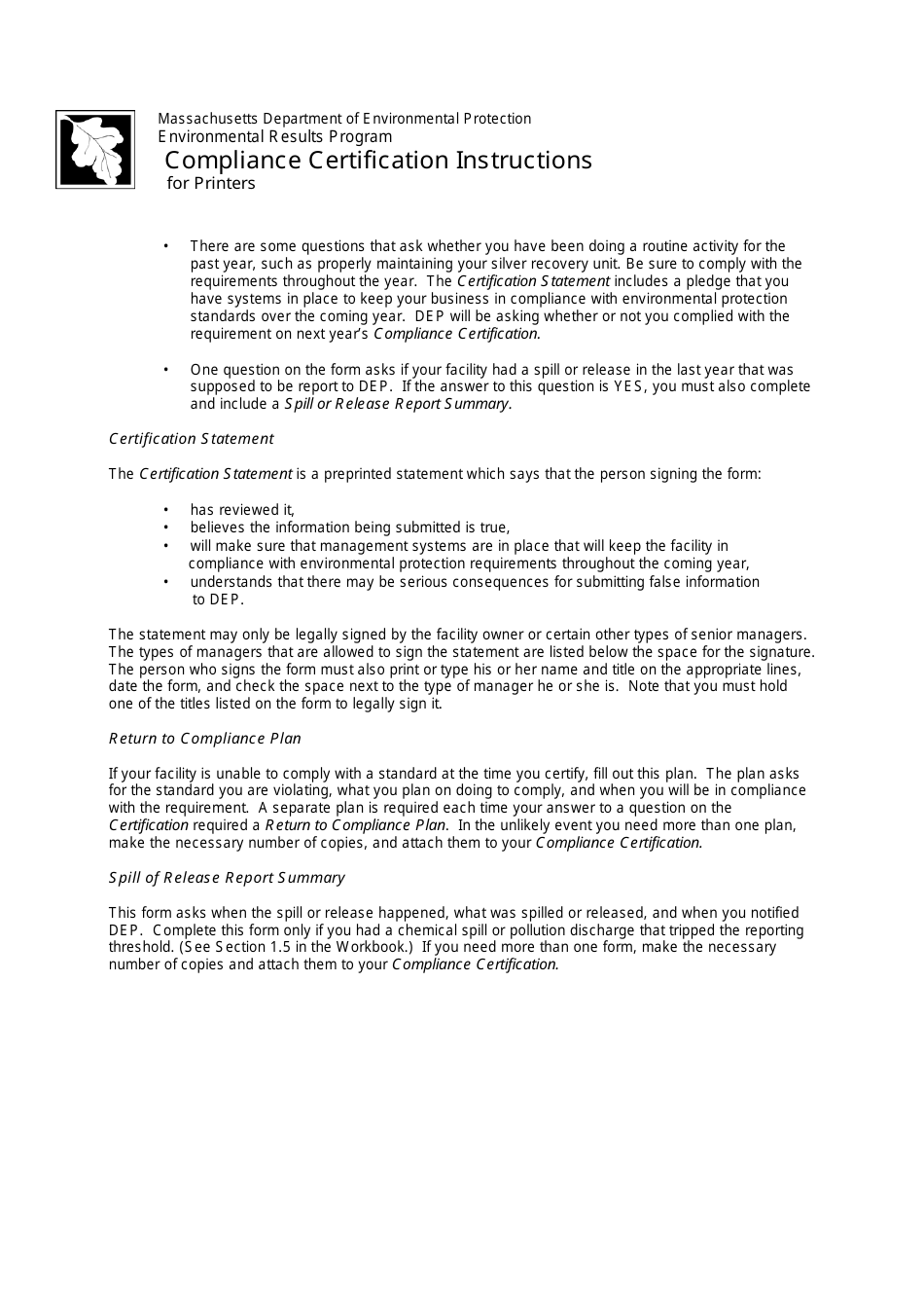 Instructions for Printer Compliance Certification - Massachusetts, Page 4