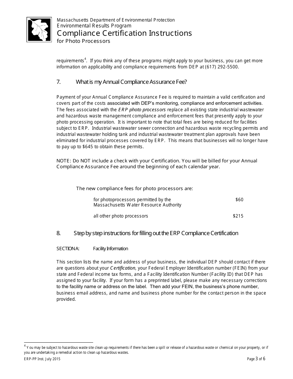Instructions for Photo Processor Compliance Certification - Massachusetts, Page 3