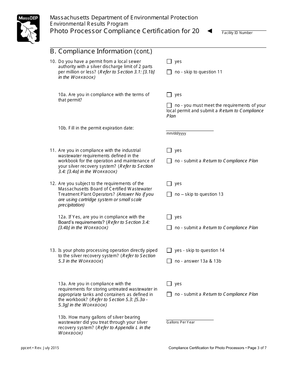 Photo Processor Compliance Certification Form - Massachusetts, Page 3