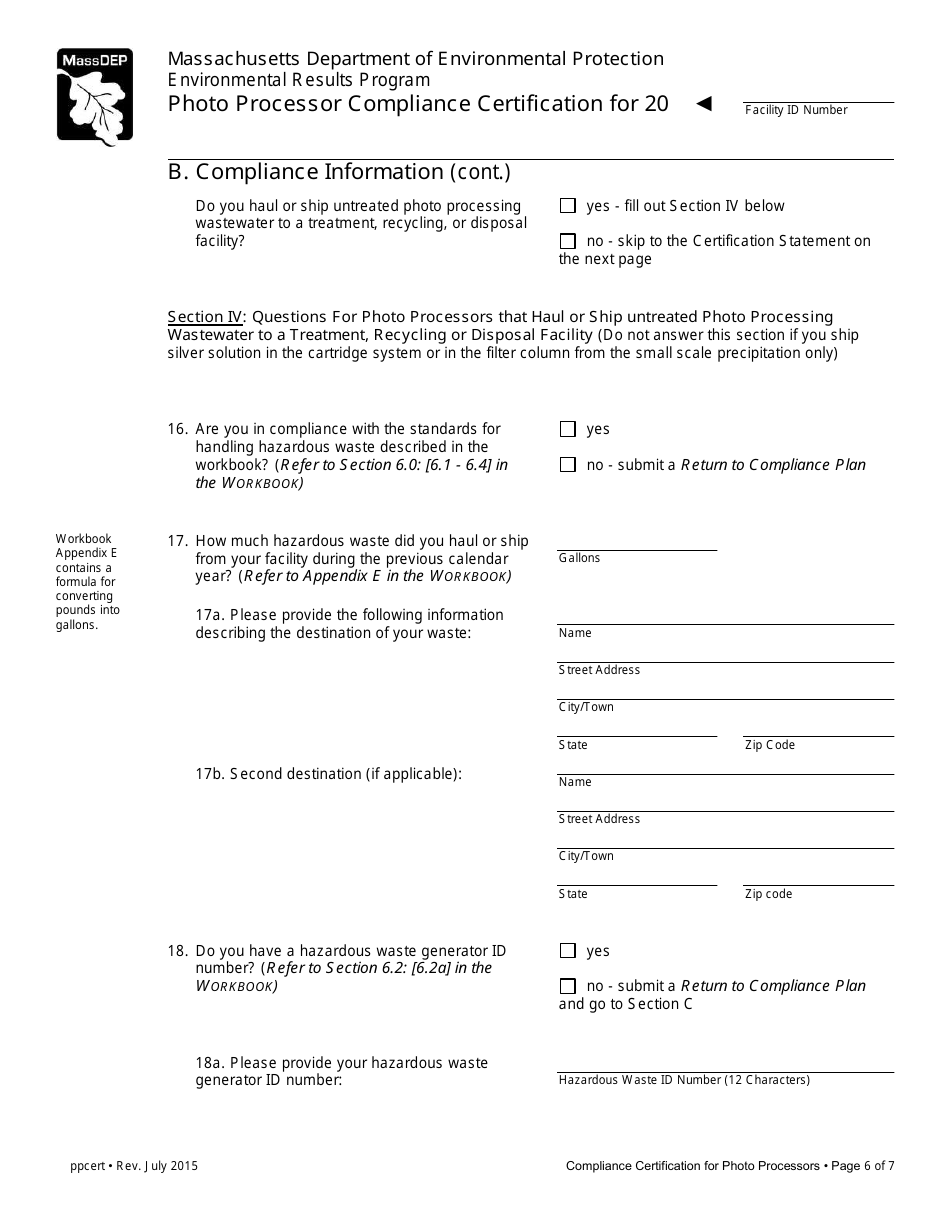 Photo Processor Compliance Certification Form - Massachusetts, Page 6