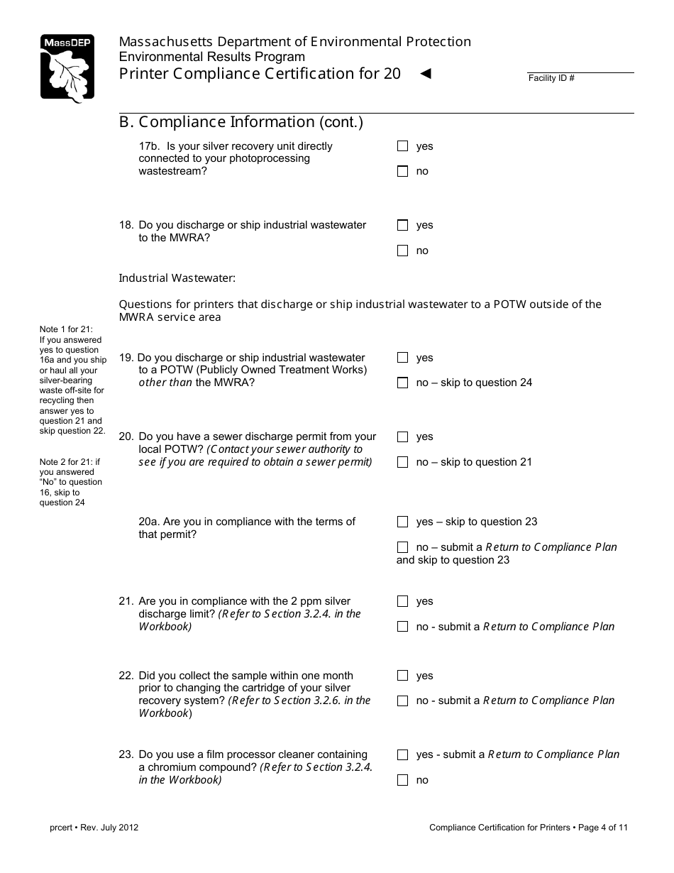 Printer Compliance Certification Form - Massachusetts, Page 4