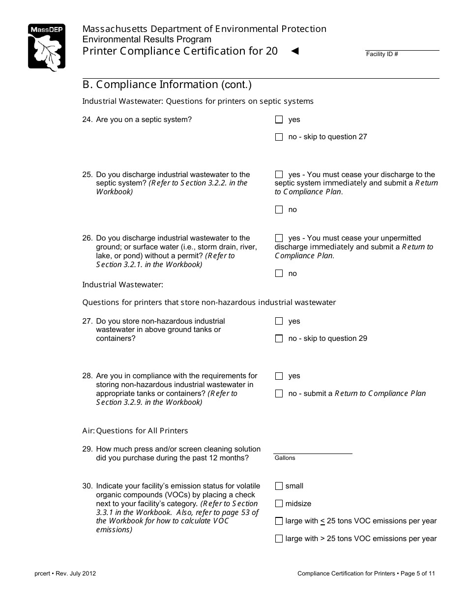 Printer Compliance Certification Form - Massachusetts, Page 5