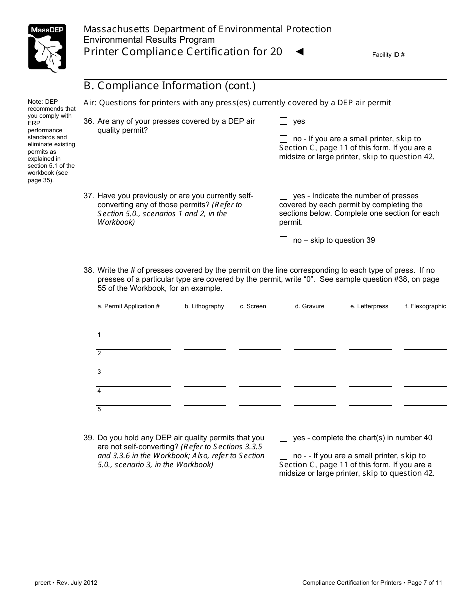 Printer Compliance Certification Form - Massachusetts, Page 7