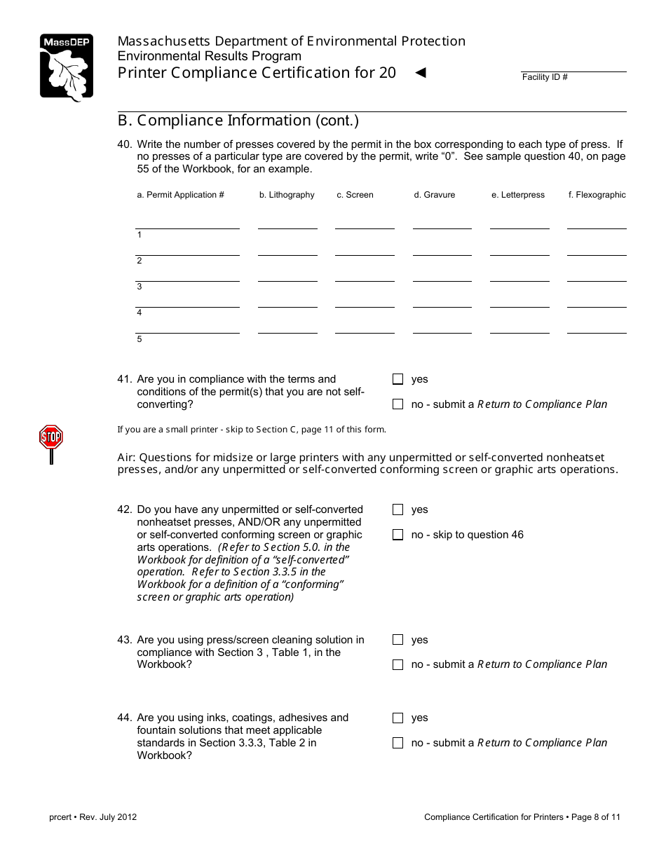 Printer Compliance Certification Form - Massachusetts, Page 8
