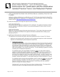 Instructions for Certification and Re-certification General Practice Toxics Use Reduction Planner - Massachusetts, Page 2