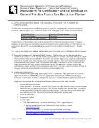 Instructions for Certification and Re-certification General Practice Toxics Use Reduction Planner - Massachusetts, Page 4