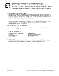 Instructions for Certification and Re-certification General Practice Toxics Use Reduction Planner - Massachusetts, Page 9