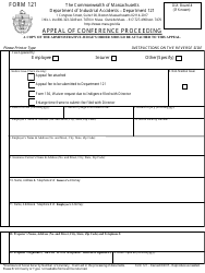 Form 121 Form for Appeal of Conference Procceding - Massachusetts