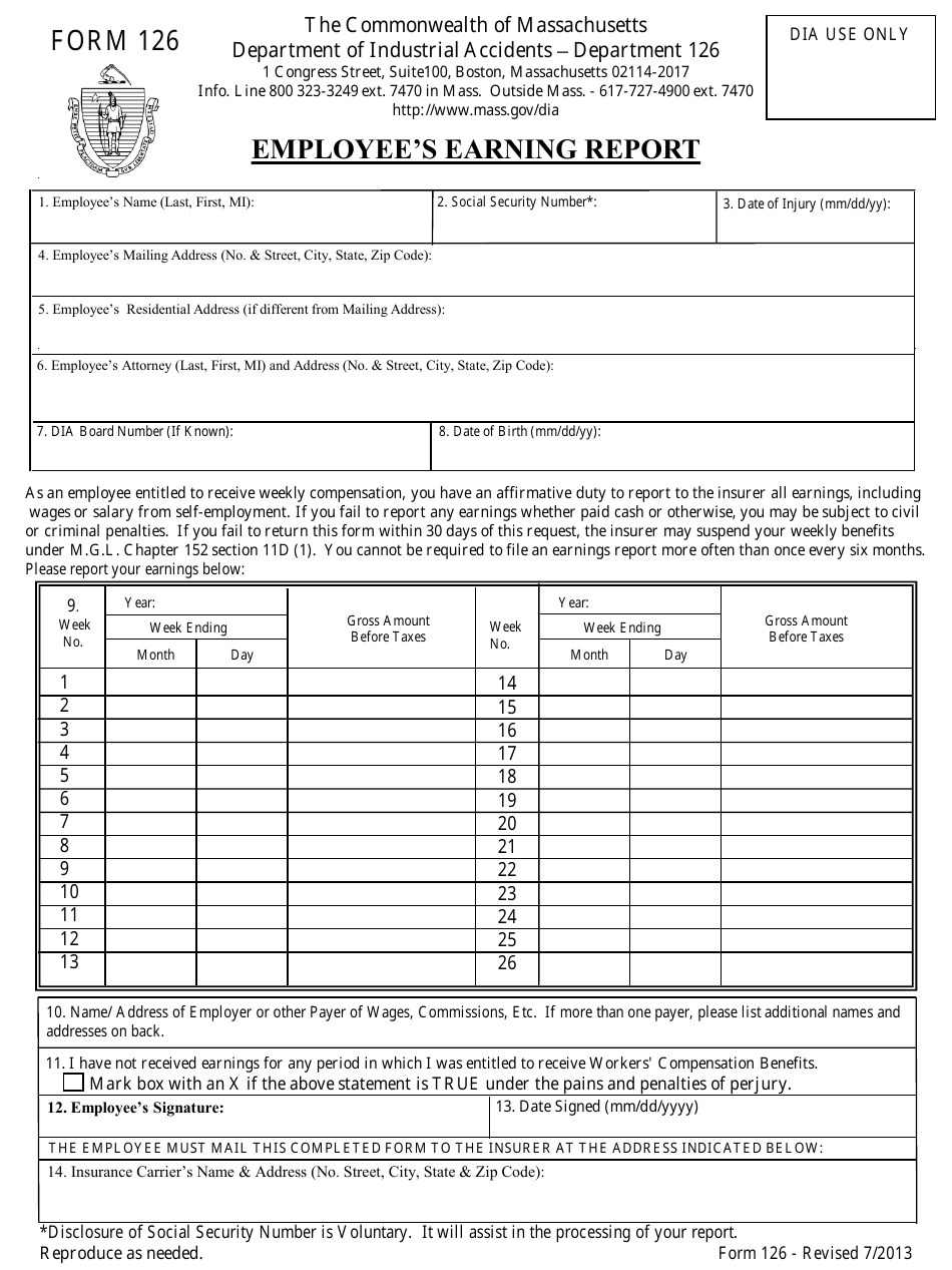 Form 126 - Fill Out, Sign Online and Download Fillable PDF ...