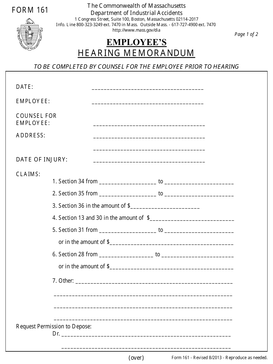 Form 161 Fill Out, Sign Online and Download Fillable PDF