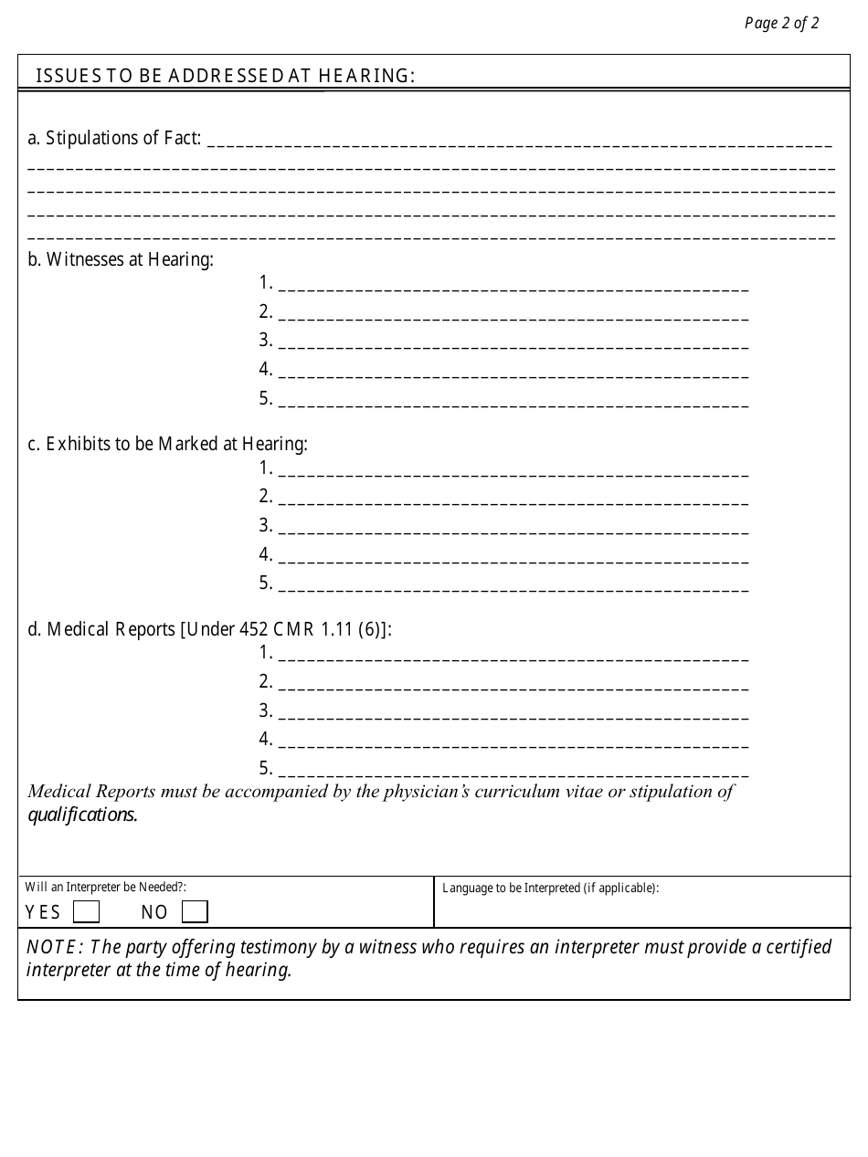 Form 161 Employees Hearing Memorandum - Massachusetts, Page 2