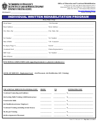 Document preview: Form 151 Individual Written Rehabilitation Program - Massachusetts