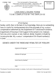 Document preview: Form 116C Lien Disclosure Form - Massachusetts