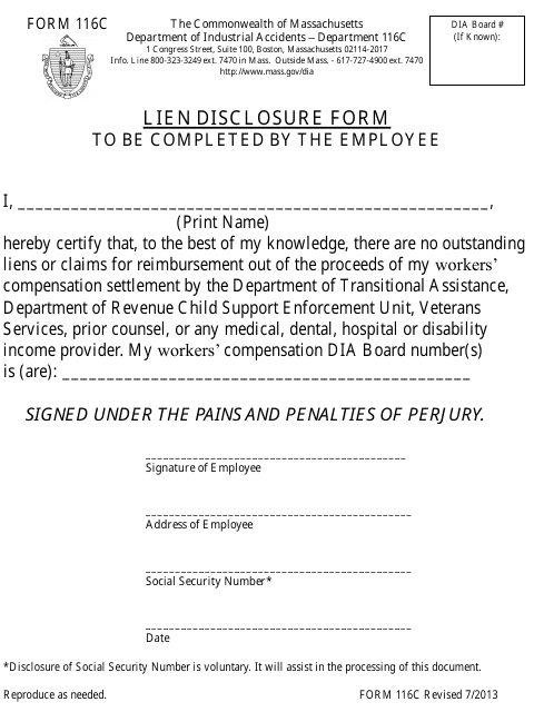 Form 116C  Printable Pdf