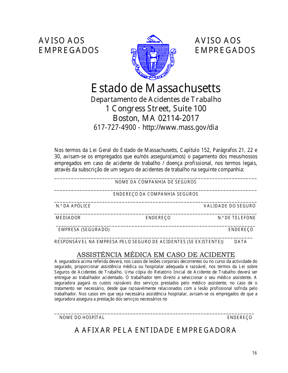 Notice to Employees - Massachusetts (Portuguese), Page 1
