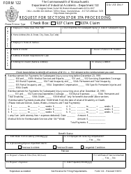 Document preview: Form 122 Request for Section 37 or 37a Proceeding - Massachusetts