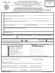 Document preview: Form 123 Agreement Under Section 37 or 37a - Massachusetts