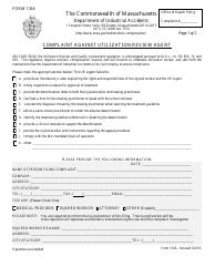 Form 133A Complaint Against Utilization Review Agent - Massachusetts
