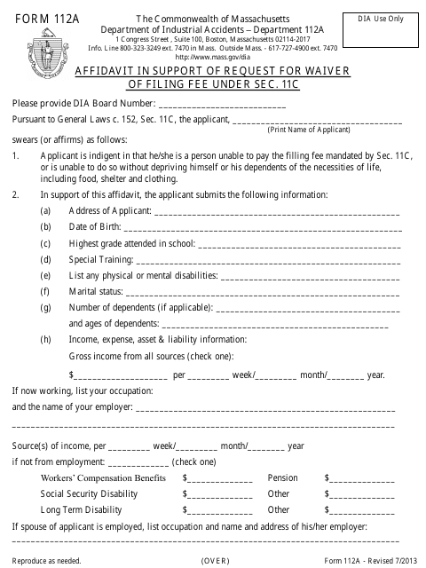 Form 112A  Printable Pdf