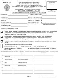 Document preview: Form 117 Agreement for Redeeming Liability by Lump Sum Under G.l. Ch. 152 for Injuries Occurring on or After Nov. 1, 1986 - Massachusetts