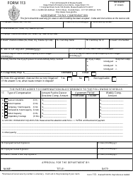 Form 113 Agreement to Pay Compensation - Massachusetts