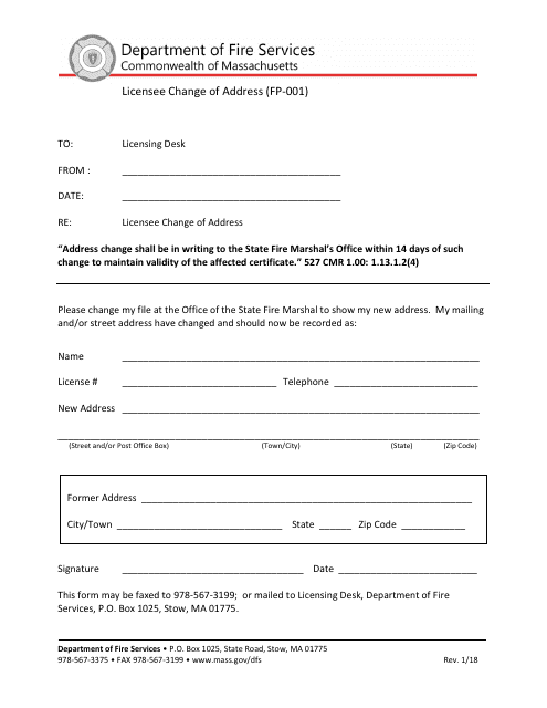 Form FP-001  Printable Pdf