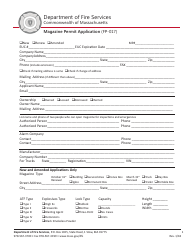 Form FP-017 &quot;Magazine Permit Application&quot; - Massachusetts