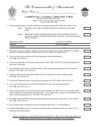 Document preview: Form FP-026C Commercial Cooking Complaint Form - Massachusetts
