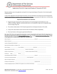 Form FP-027 Application/Permit for Supervised Display of Fireworks - Massachusetts