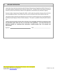 Form FP-026R Application for Renewal of Certificate of Competency for Cleaning / Inspecting Commercial Cooking Operations - Massachusetts, Page 3