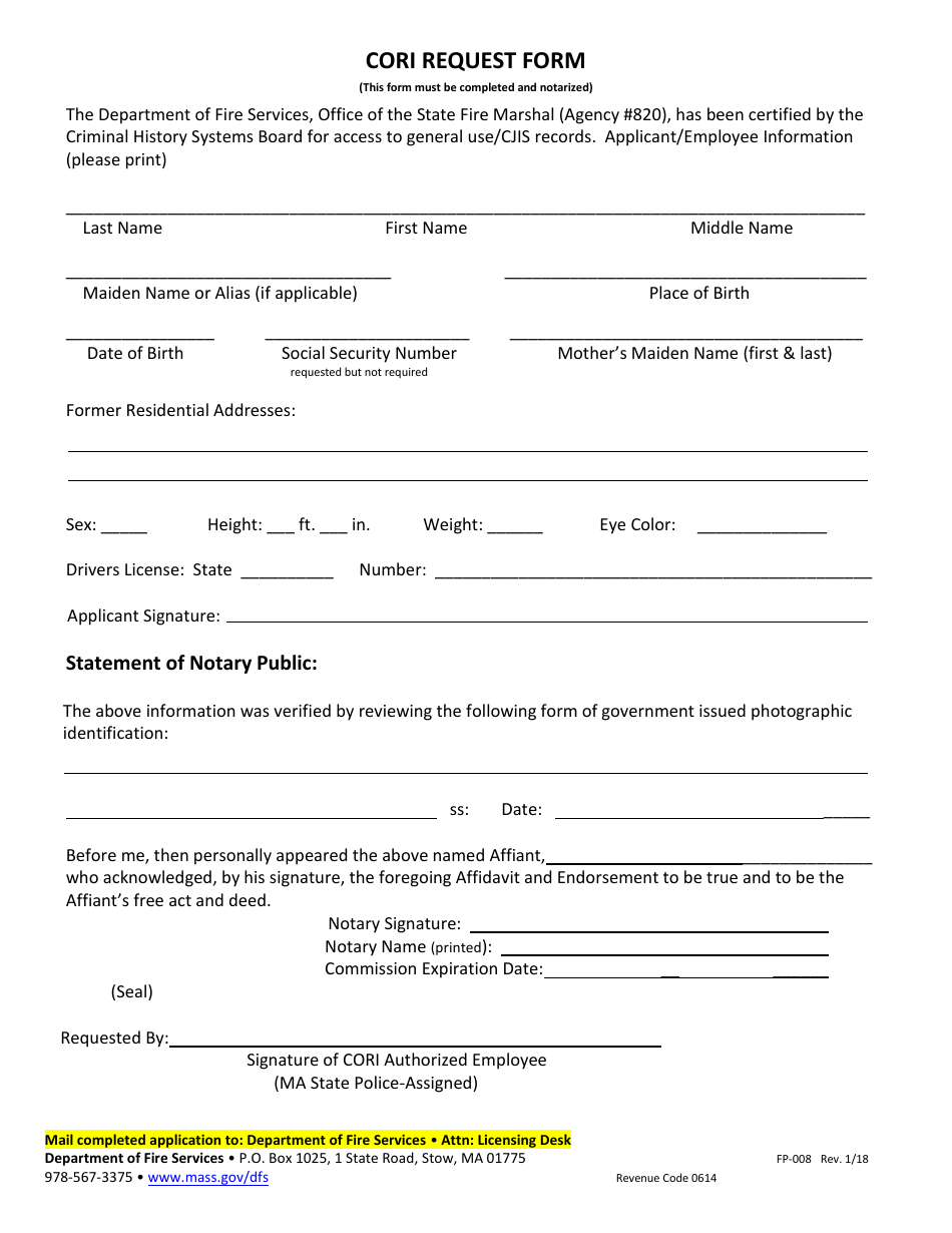 Form FP-008 Application for Special Effects Certificate of Competency - Massachusetts, Page 6