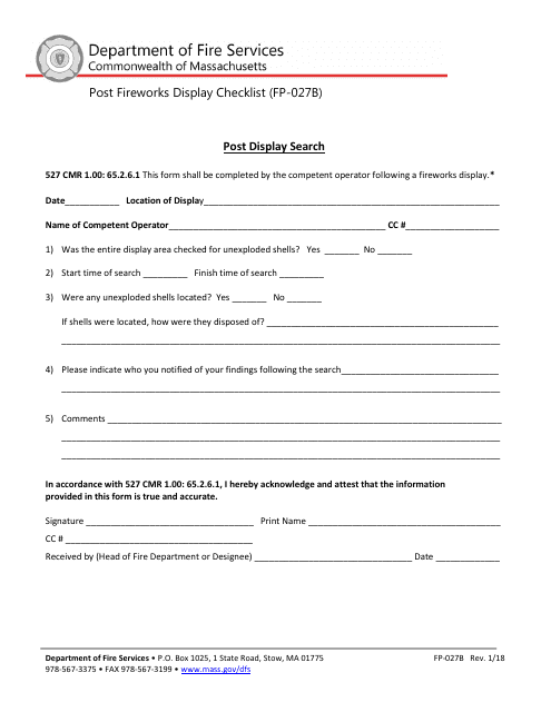 Form FP-027B  Printable Pdf