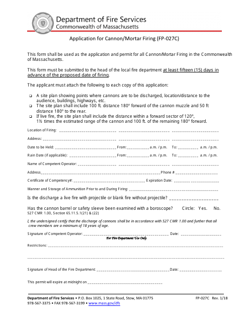 Form FP-027C  Printable Pdf