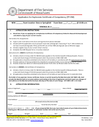 Form FP-058 Application for Explosives Certificate of Competency - Massachusetts