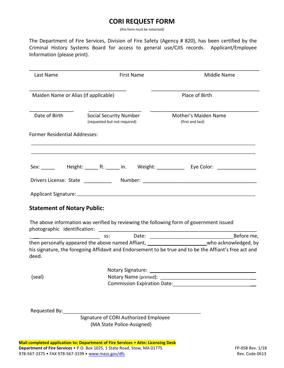 Form FP-058 Application for Explosives Certificate of Competency - Massachusetts, Page 6