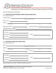 Form FP-074 &quot;Application for Portable Firing Trailer or Electrical Firing Unit Inspection&quot; - Massachusetts