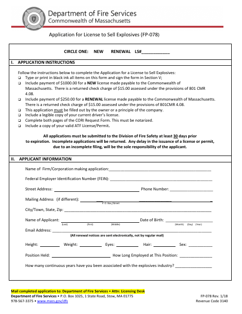 Form FP-078  Printable Pdf