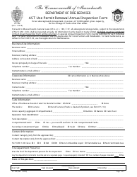 Form FP-102 Ast Use Permit Renewal Annual Inspection Form - Massachusetts