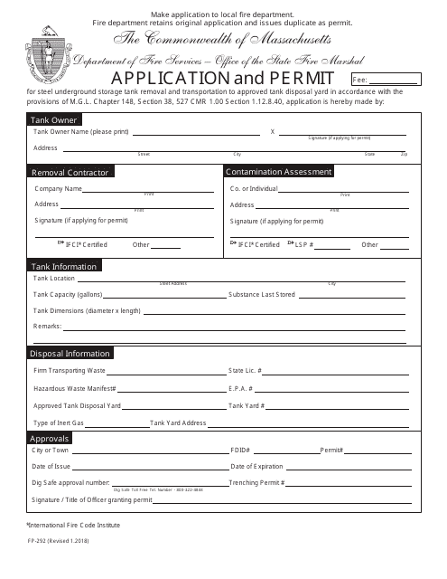 Form FP-292  Printable Pdf