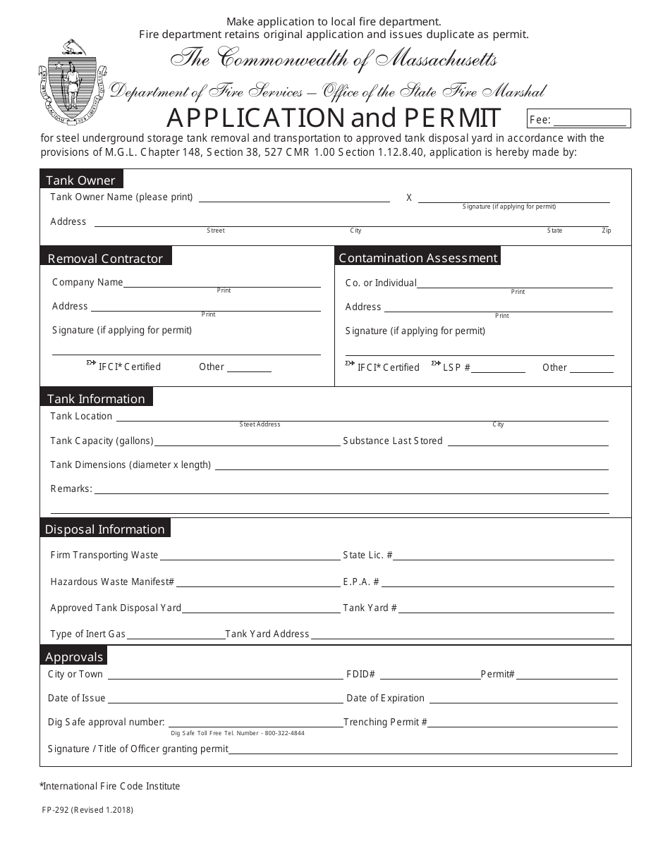 Form FP292 Fill Out, Sign Online and Download Printable PDF