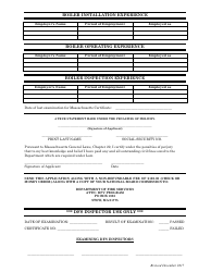 Form BPV-013 Application for Certificate of Competency as Inspector of Pressure Vessels - Massachusetts, Page 2