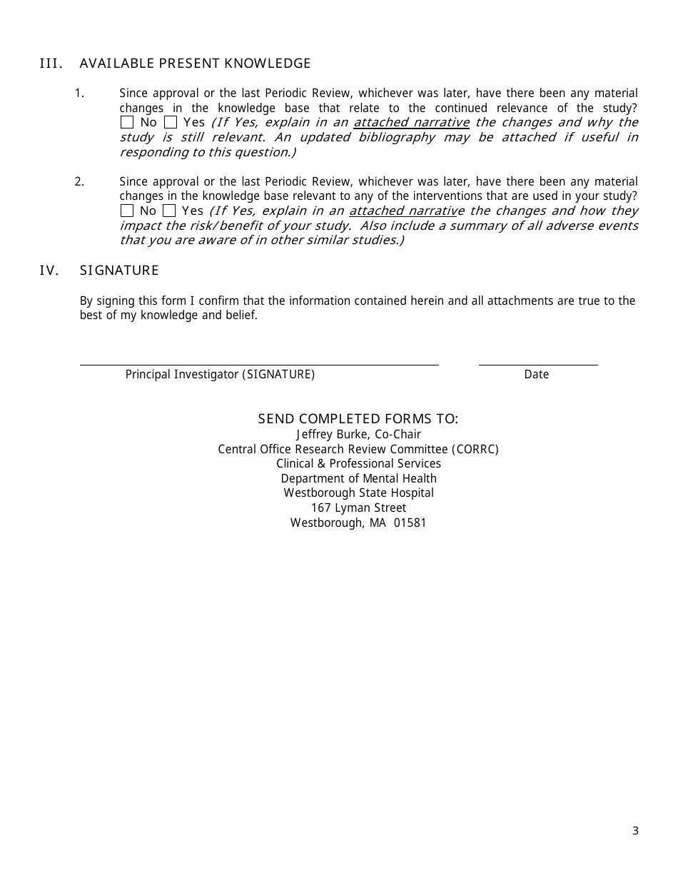 Periodic Review Form - Massachusetts, Page 3