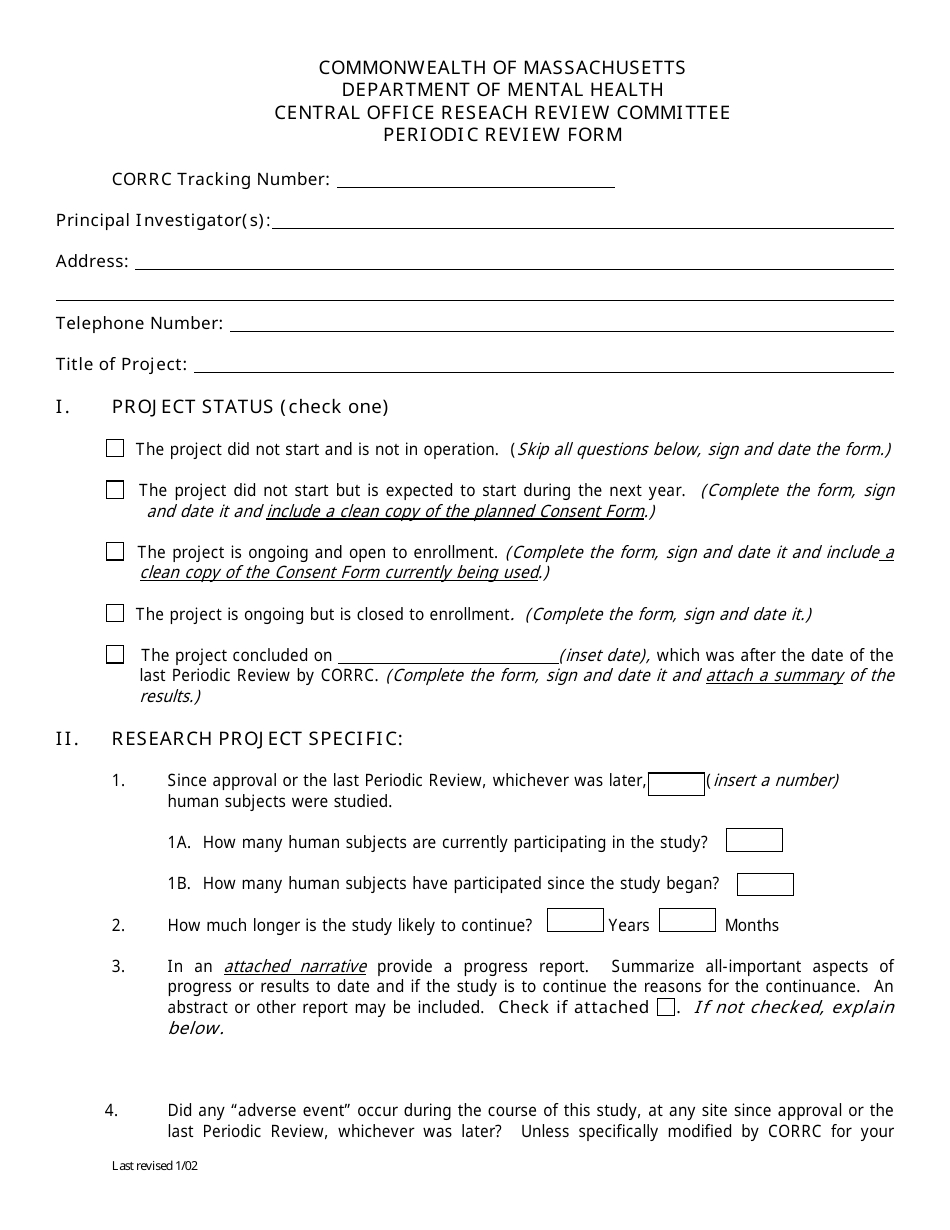 Massachusetts Periodic Review Form - Fill Out, Sign Online And Download ...