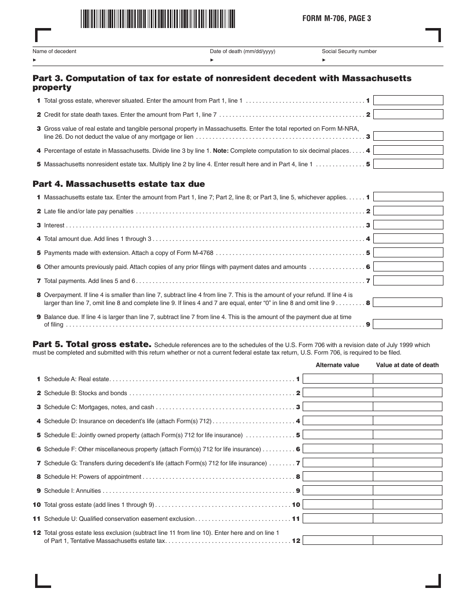 Form M-706 - Fill Out, Sign Online and Download Printable PDF ...