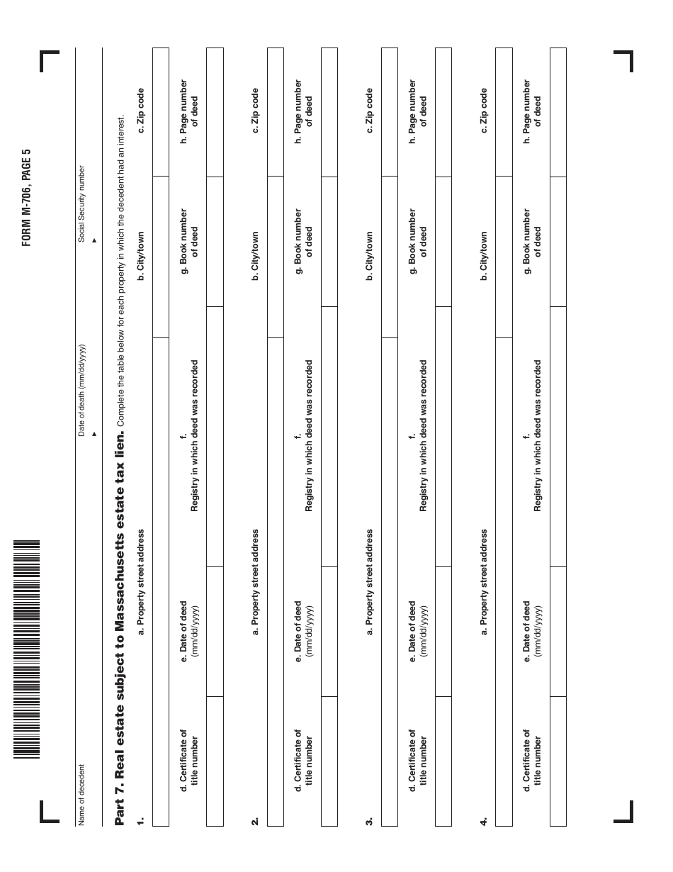 Form M-706 Massachusetts Estate Tax Return - Massachusetts, Page 5