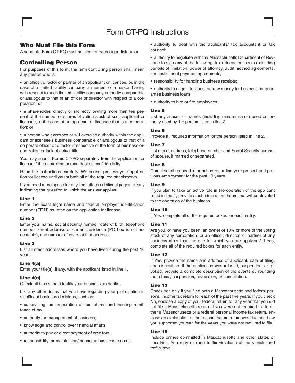 Form CT-PQ Personal Questionnaire - Massachusetts, Page 5